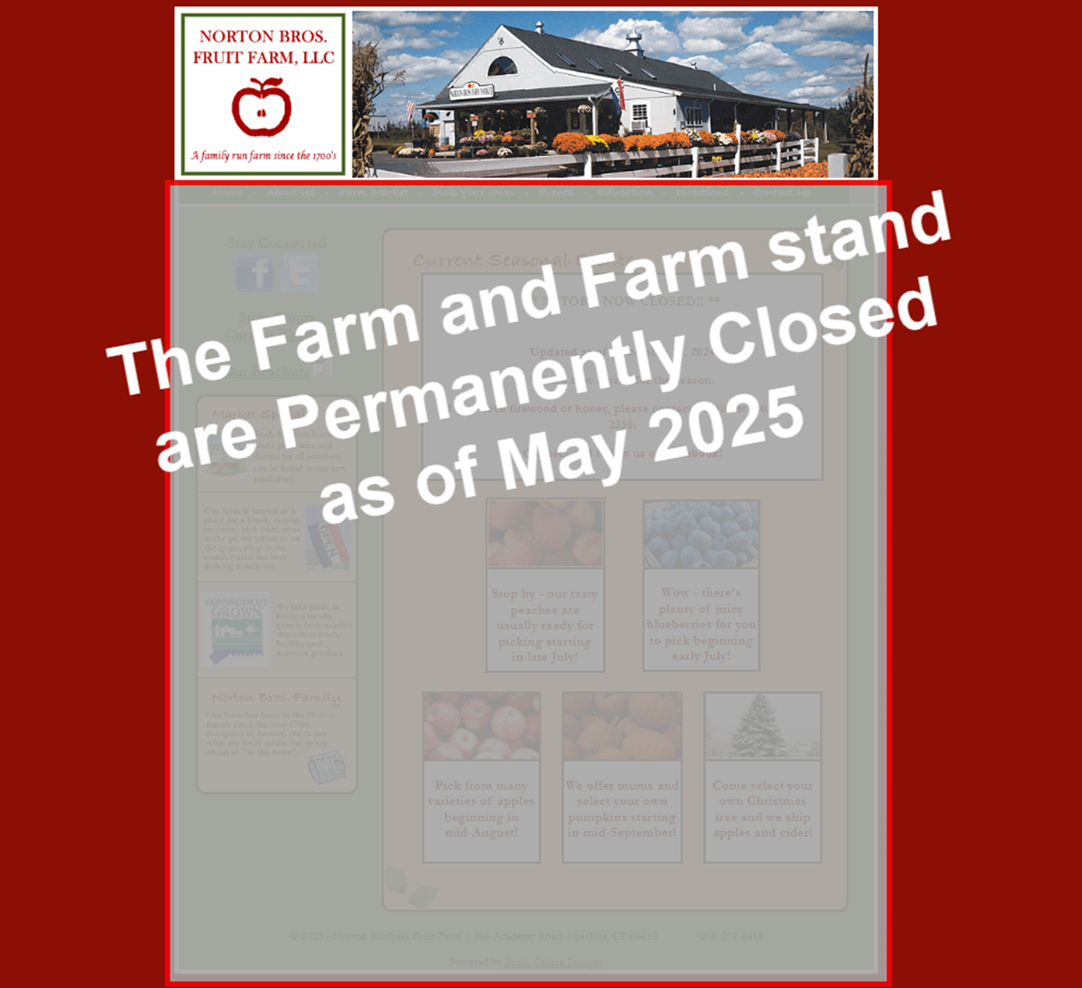 norton brothers fruit farm closed sign